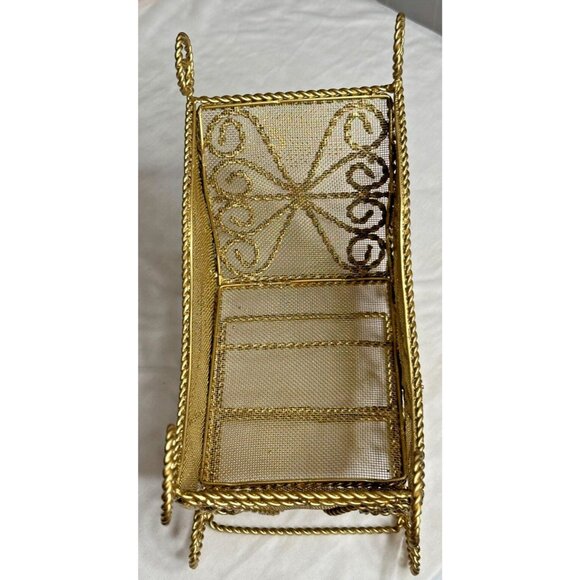 Sleigh Gold Metal Wire Centerpiece Holiday Decor Floral Display Craft Christmas - Picture 6 of 16